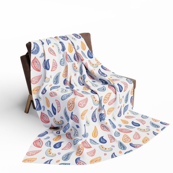 14487327861375992334_2048.jpeg Paisley Watercolor Fleece Blanket - Elegant Hand-Drawn Design in Soft Shades for a Minimalistic Look