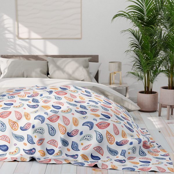 14502336192603306260_2048.jpeg Paisley Watercolor Fleece Blanket - Elegant Hand-Drawn Design in Soft Shades for a Minimalistic Look