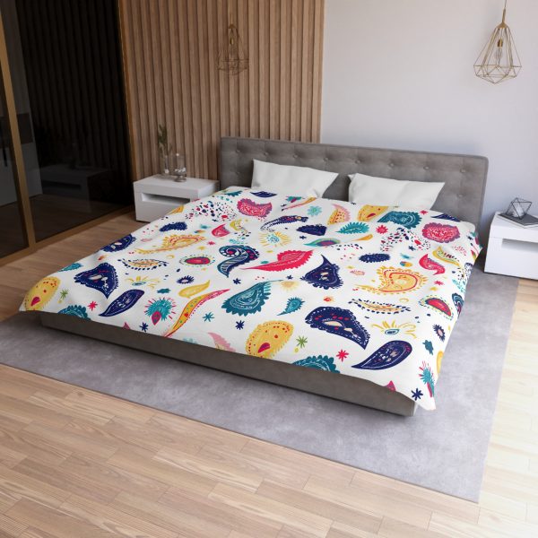 14855244082150020706_2048.jpeg Minimalist Microfiber Duvet Cover with Flat Color Paisley Motifs | Soft Pastel Colors | Lightweight & Breathable | Modern Indian-Inspired Home Decor