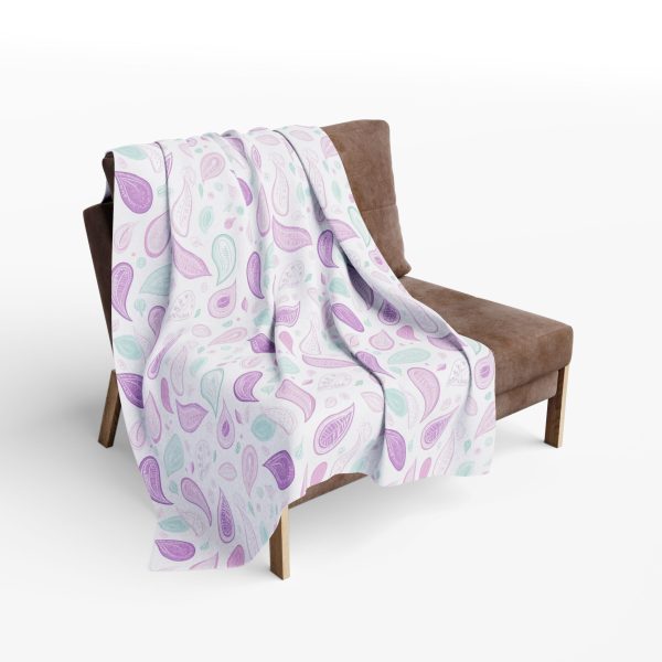 15156186143212758386_2048.jpeg Minimalist Paisley Motif Fleece Blanket in Soft Pastel Palette - Light Pink, Mint, Lavender - Airy and Elegant Design with Clean Lines - Professional and Minimalistic Style