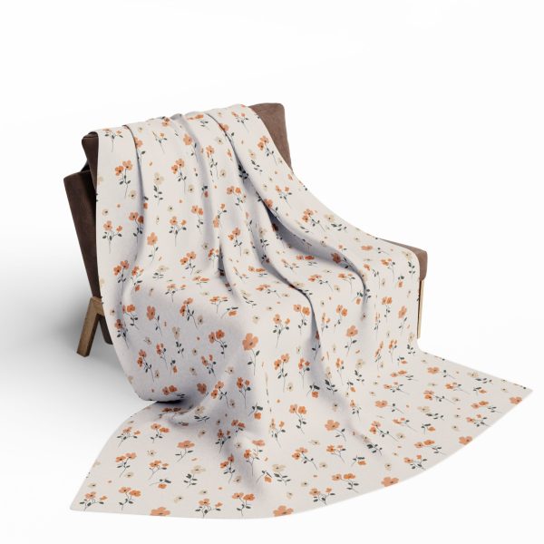15216886016066369866_2048.jpeg Pastel Flower Minimalist Fleece Blanket - Peach, Cream, Mint - Serene All-Over Pattern