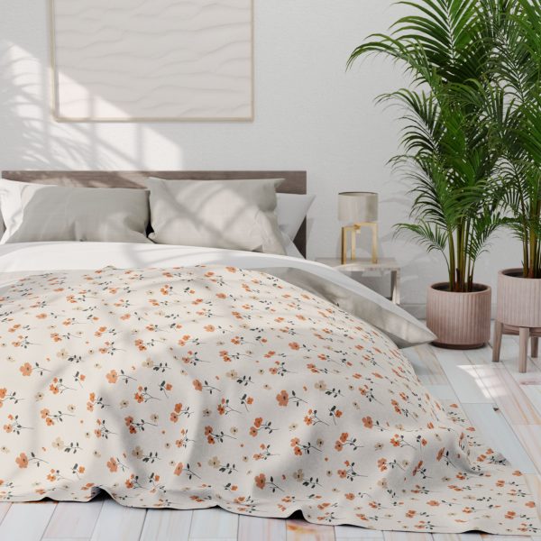 15464881012081045382_2048.jpeg Pastel Flower Minimalist Fleece Blanket - Peach, Cream, Mint - Serene All-Over Pattern