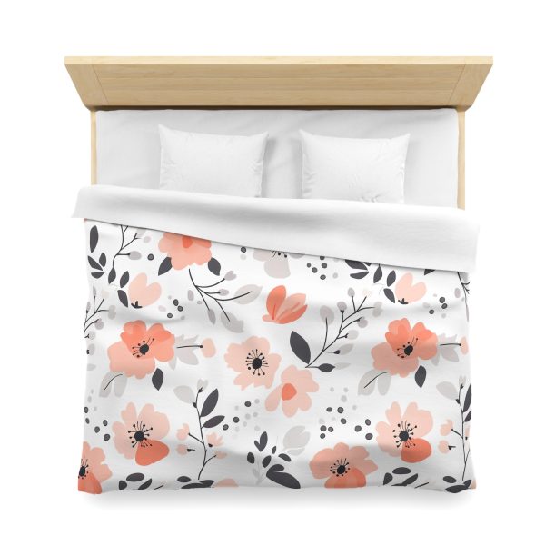 16181533213315245407_2048.jpeg Soft Pastel Floral Microfiber Duvet Cover | Pink, Peach, Gray | Lightweight & Breathable | Invisible Zipper | Charming Bedroom Decor Accent