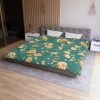 Vintage-Style Floral Microfiber Duvet Cover - Peach & Mustard Roses on Teal - Lightweight & Breathable - Invisible Zipper - Ideal for Indian-Inspired Bedroom Decor & Gifting