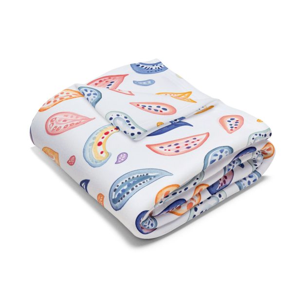 16754685506813066097_2048.jpeg Paisley Watercolor Fleece Blanket - Elegant Hand-Drawn Design in Soft Shades for a Minimalistic Look