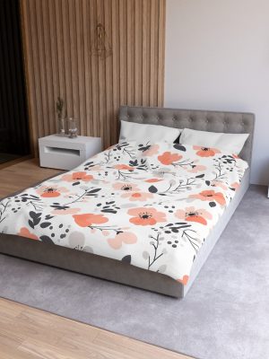 16964113279771919249_2048.jpeg Soft Pastel Floral Microfiber Duvet Cover | Pink, Peach, Gray | Lightweight & Breathable | Invisible Zipper | Charming Bedroom Decor Accent