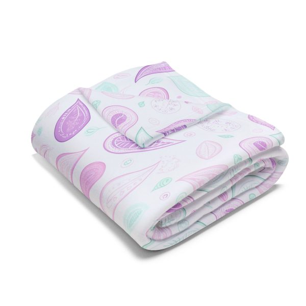 17077229589156276853_2048.jpeg Minimalist Paisley Motif Fleece Blanket in Soft Pastel Palette - Light Pink, Mint, Lavender - Airy and Elegant Design with Clean Lines - Professional and Minimalistic Style