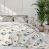 17357166848723636013_2048.jpeg Indian Art Inspired Peacock Feather Fleece Blanket - Soft Teal, Blush, Cream - Home Decor Throw for Sofa or Bed