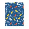 17507076621389338578_2048.jpeg Mid-Century Modern Vintage Bird Illustration on Blue Background - Yellow, Orange, Red Silhouettes
