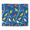 17723074540096269361_2048.jpeg Mid-Century Modern Vintage Bird Illustration on Blue Background - Yellow, Orange, Red Silhouettes