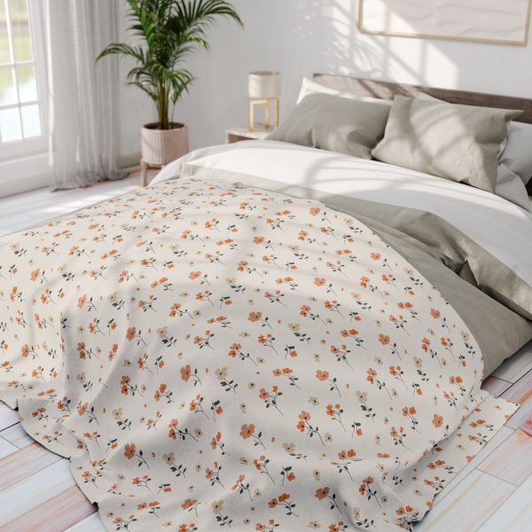 17888444000641511370_2048.jpeg Pastel Flower Minimalist Fleece Blanket - Peach, Cream, Mint - Serene All-Over Pattern