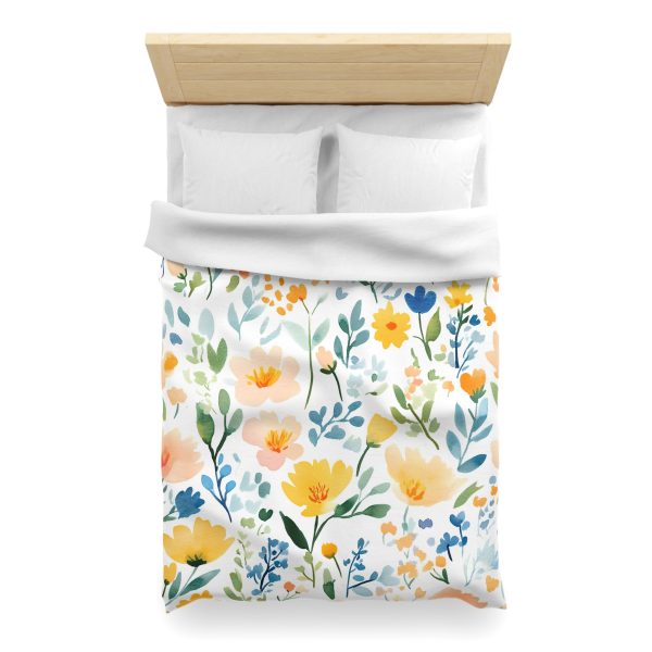 Watercolor Meadow Flowers White Floral Print - Pastel Colors Cute Pattern on Watercolor Paper Texture