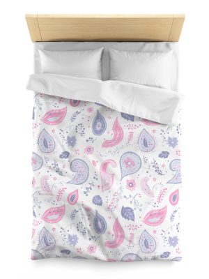 Minimalist Paisley Microfiber Duvet Cover in Soft Pastel Colors | Lightweight Breathable Material | Invisible Zipper | Modern Indian-Inspired Home Decor