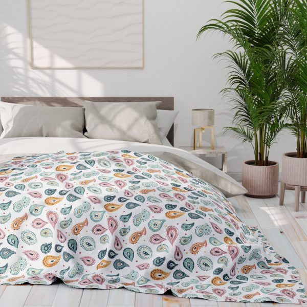 2617308875778844938_2048.jpeg Paisley Watercolor Fleece Blanket - Elegant Hand-Drawn Design on Soft White Background