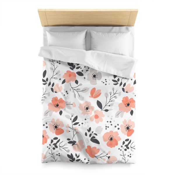 2720234676495994250_2048.jpeg Soft Pastel Floral Microfiber Duvet Cover | Pink, Peach, Gray | Lightweight & Breathable | Invisible Zipper | Charming Bedroom Decor Accent