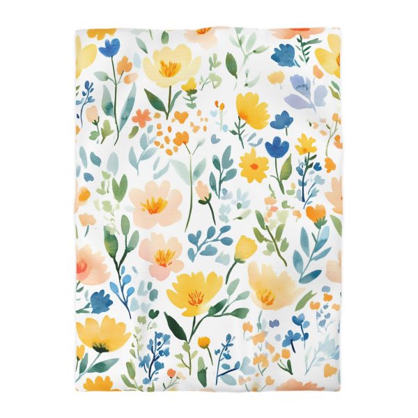 Watercolor Meadow Flowers White Floral Print - Pastel Colors Cute Pattern on Watercolor Paper Texture