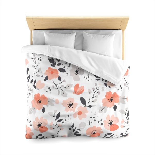 2995641054675681787_2048.jpeg Soft Pastel Floral Microfiber Duvet Cover | Pink, Peach, Gray | Lightweight & Breathable | Invisible Zipper | Charming Bedroom Decor Accent