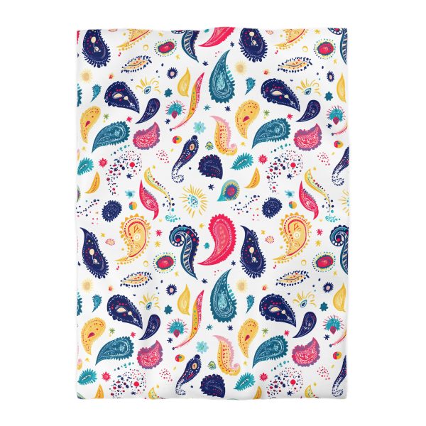 3189140407069011193_2048.jpeg Minimalist Microfiber Duvet Cover with Flat Color Paisley Motifs | Soft Pastel Colors | Lightweight & Breathable | Modern Indian-Inspired Home Decor