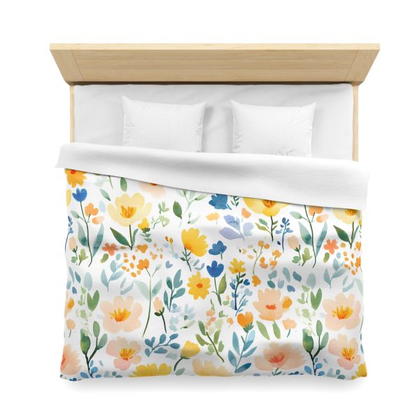 Watercolor Meadow Flowers White Floral Print - Pastel Colors Cute Pattern on Watercolor Paper Texture