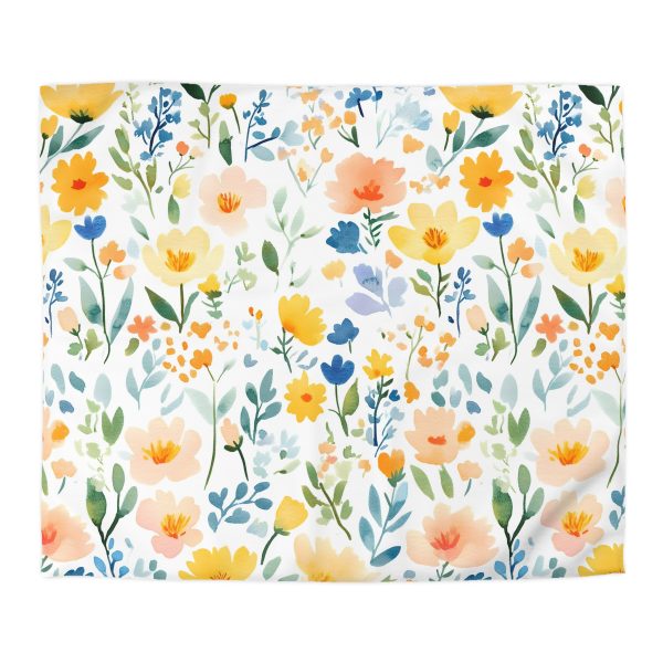 Watercolor Meadow Flowers White Floral Print - Pastel Colors Cute Pattern on Watercolor Paper Texture