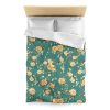 Vintage-Style Floral Microfiber Duvet Cover - Peach & Mustard Roses on Teal - Lightweight & Breathable - Invisible Zipper - Ideal for Indian-Inspired Bedroom Decor & Gifting