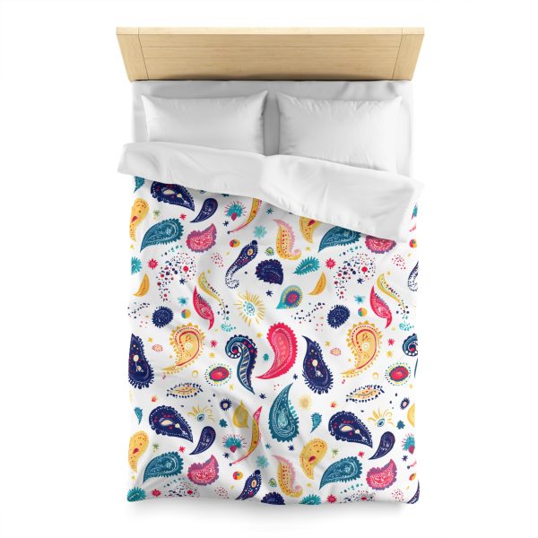 4949982524054314142_2048.jpeg Minimalist Microfiber Duvet Cover with Flat Color Paisley Motifs | Soft Pastel Colors | Lightweight & Breathable | Modern Indian-Inspired Home Decor