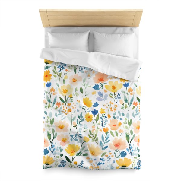 Watercolor Meadow Flowers White Floral Print - Pastel Colors Cute Pattern on Watercolor Paper Texture