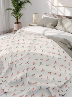 Warli Art Inspired Sparrow Fleece Blanket - Minimalist Bird Design - Cozy Home Decor Accent