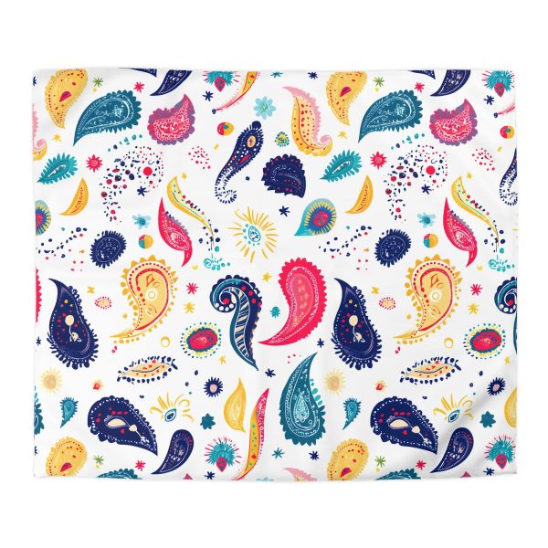 5955662863170465068_2048.jpeg Minimalist Microfiber Duvet Cover with Flat Color Paisley Motifs | Soft Pastel Colors | Lightweight & Breathable | Modern Indian-Inspired Home Decor