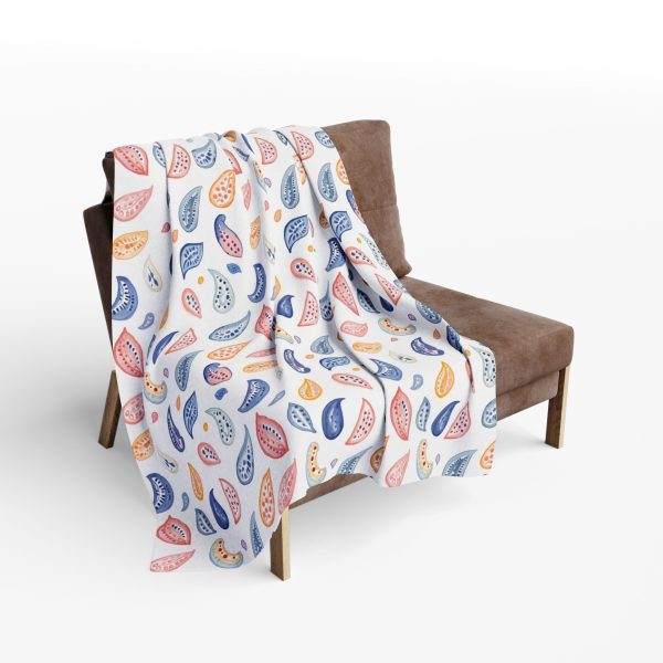 6185043463955982078_2048.jpeg Paisley Watercolor Fleece Blanket - Elegant Hand-Drawn Design in Soft Shades for a Minimalistic Look