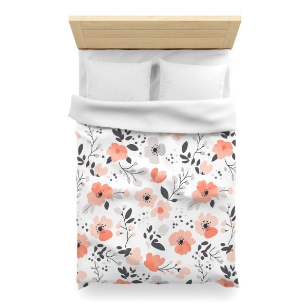 6235766763509778452_2048.jpeg Soft Pastel Floral Microfiber Duvet Cover | Pink, Peach, Gray | Lightweight & Breathable | Invisible Zipper | Charming Bedroom Decor Accent