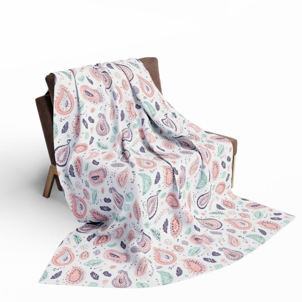 7298891110100499337_2048.jpeg Minimalist Paisley Motif Fleece Blanket in Pastel Pink, Mint, Lavender - Sophisticated and Elegant Design