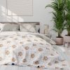 8038442739941080007_2048.jpeg Tiger Face Motif Fleece Blanket with Indian Patterns in Soft Pastel Colors