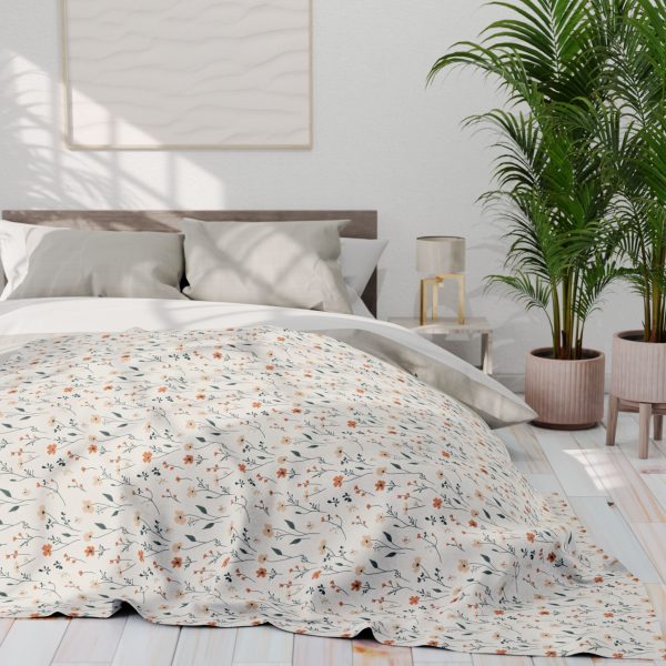 8051302895360363508_2048.jpeg Pastel Floral Minimalist Fleece Blanket - Peach, Cream, Mint - Professional All-Over Pattern