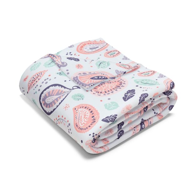 8340491283766715372_2048.jpeg Minimalist Paisley Motif Fleece Blanket in Pastel Pink, Mint, Lavender - Sophisticated and Elegant Design