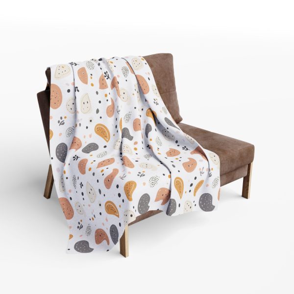 9010727282931171974_2048.jpeg Modern Minimalist Fleece Blanket with Paisley Motifs on White Background - Soft Watercolor Abstract Design for a Sophisticated Home