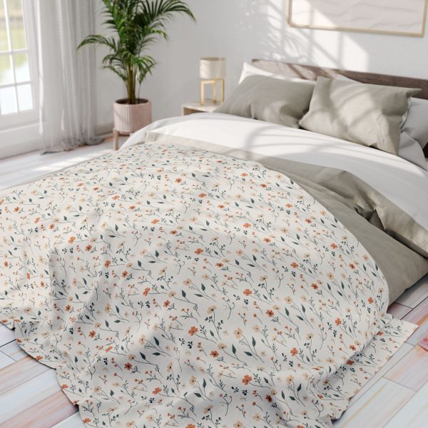 9299447226713846209_2048.jpeg Pastel Floral Minimalist Fleece Blanket - Peach, Cream, Mint - Professional All-Over Pattern