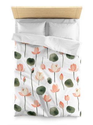 Watercolor Floral Microfiber Duvet Cover - Soft Pastel Meadow Flowers Design - Lightweight & Breathable - Elegant Bedroom Decor - Invisible Zipper - Easy Wash