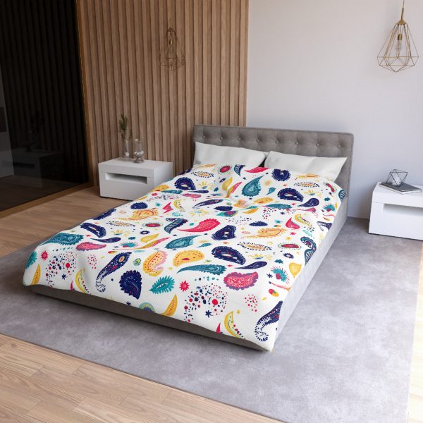 9373575867585936179_2048.jpeg Minimalist Microfiber Duvet Cover with Flat Color Paisley Motifs | Soft Pastel Colors | Lightweight & Breathable | Modern Indian-Inspired Home Decor