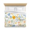 Watercolor Floral Microfiber Duvet Cover - Soft Pastel Flowers, Lightweight Breathable Fabric, Invisible Zipper Closure - Perfect for a Serene Indian-Inspired Bedroom Decor