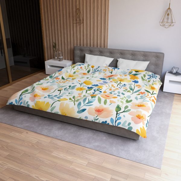 Watercolor Meadow Flowers White Floral Print - Pastel Colors Cute Pattern on Watercolor Paper Texture