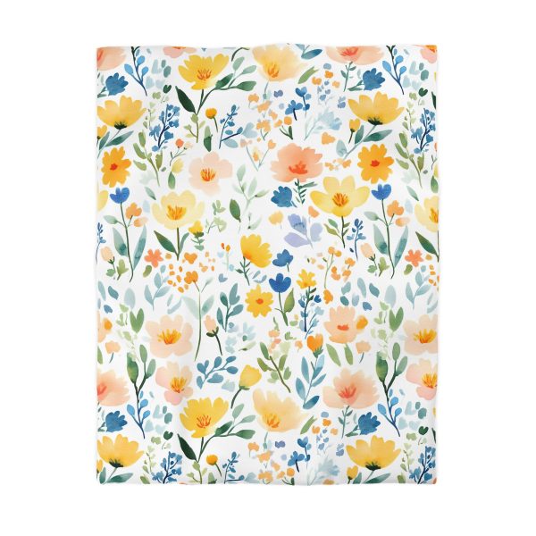 Watercolor Meadow Flowers White Floral Print - Pastel Colors Cute Pattern on Watercolor Paper Texture
