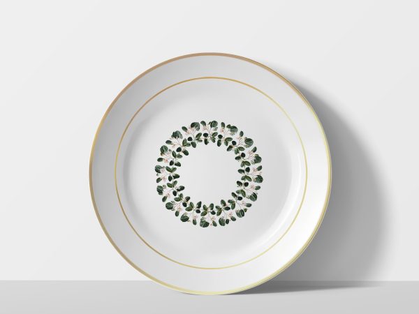 Circle of Blossoms – Botanical Wreath Plate_golden Circle of Blossoms – Botanical Wreath Plate
