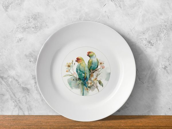 Desi Duo – Watercolour Tota Maina Plate Desi Duo – Watercolour Tota Maina Plate