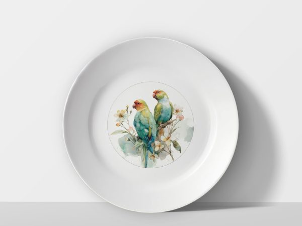 Desi Duo – Watercolour Tota Maina Plate Desi Duo – Watercolour Tota Maina Plate