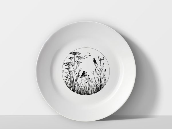 Feather Sketch – Hand-Drawn Bird Plate Feather Sketch – Hand-Drawn Bird Plate