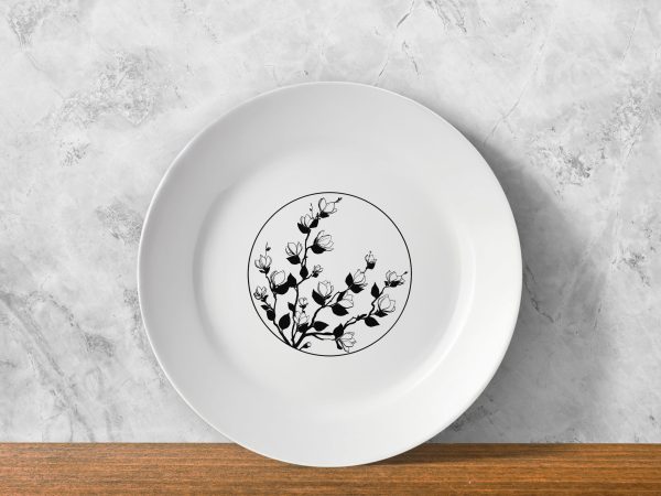 Ink & Petals – Decorative Line Floral Plate Ink & Petals – Decorative Line Floral Plate