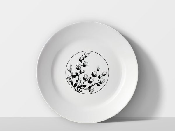 Ink & Petals – Decorative Line Floral Plate Ink & Petals – Decorative Line Floral Plate