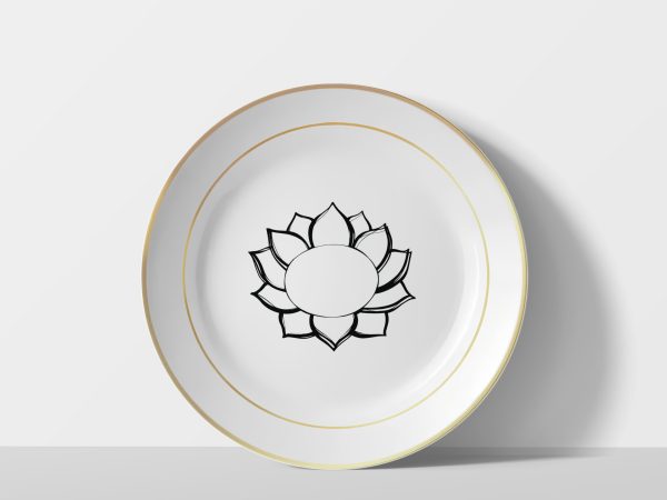 Lotus Whisper – Minimal Line Plate_golden Lotus Whisper – Minimal Line Plate