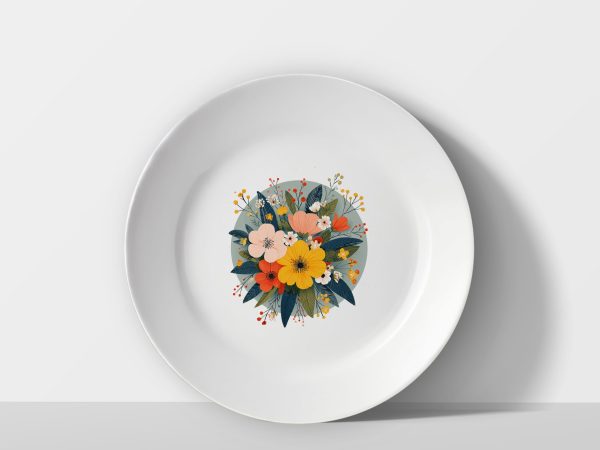 Pastel Meadow – Modern Botanical Plate Pastel Meadow – Modern Botanical Plate